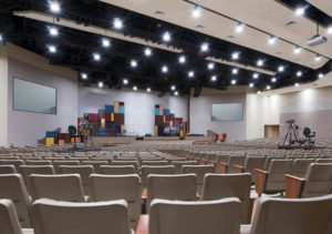 Modern Church Auditorium Set Up For Live Streaming Video